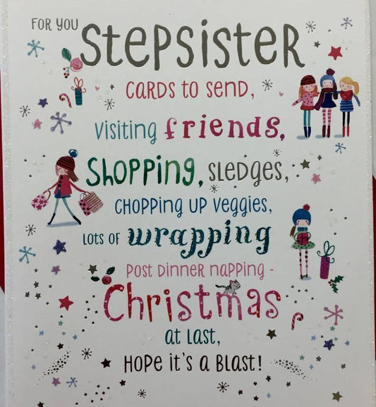 Stepsister Wonderful Colourful Shopping Christmas Card 