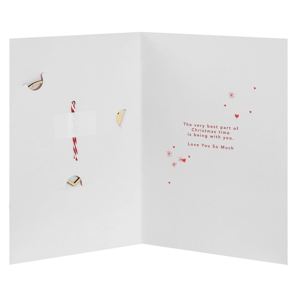 Wooden Heart Decoration Design One I Love Christmas Card