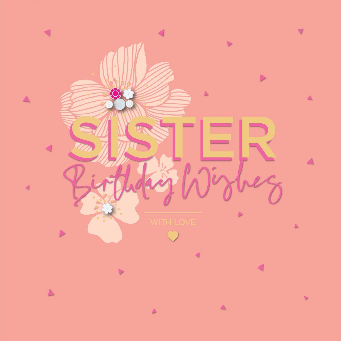 Sister Birthday Card Neon Handmade Pink Attachment