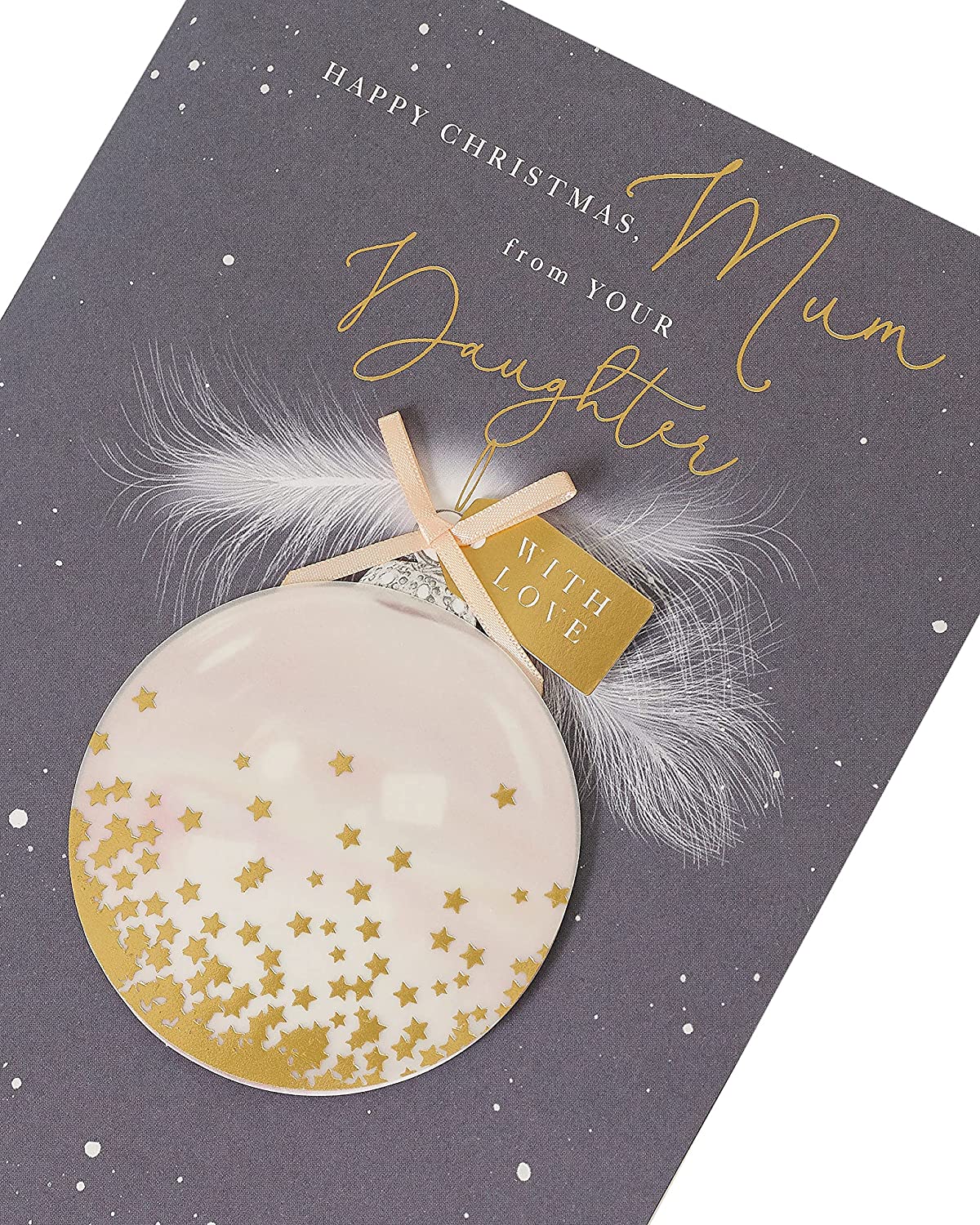  Mum From Daughter Christmas Card Handmade Navy Bauble