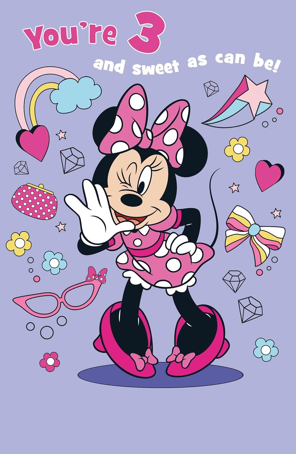 Disney Unique Minnie Mouse Design 3rd Birthday Card