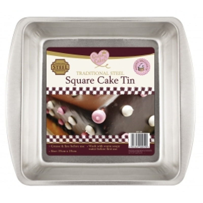 Square Cake Tin Traditional Steel Bakeware Queen Of Cakes Baking Brilliance QC1149