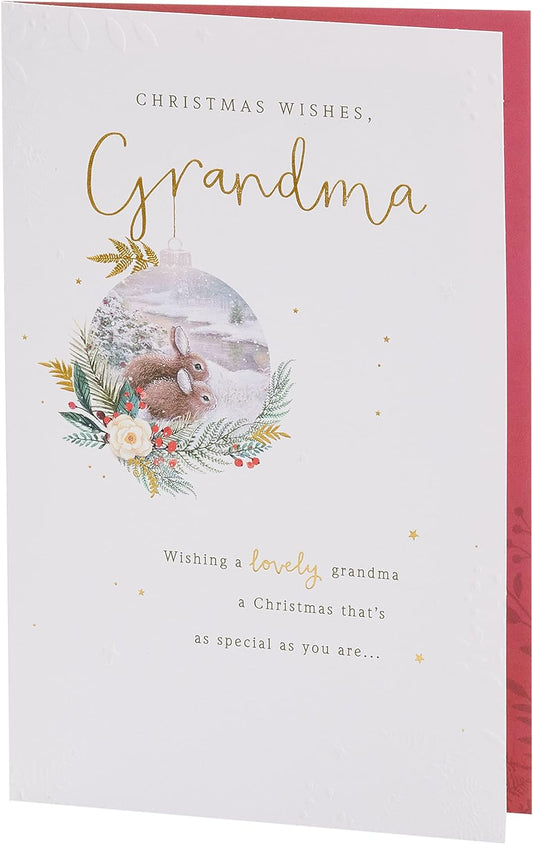 Grandma Christmas Card Cute Rabbits 