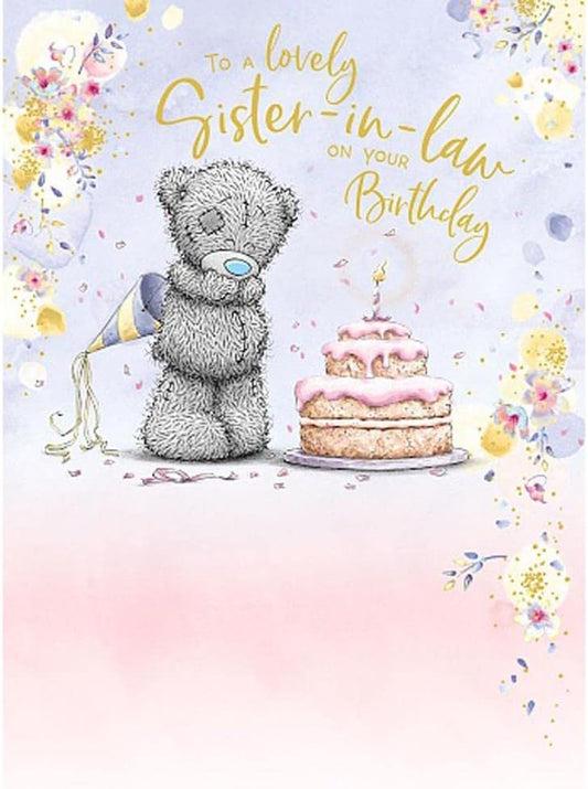 Bear With Birthday Cake Sister In Law Birthday Card