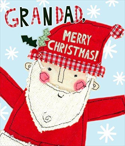 Grandad Merry Christmas Cute Santa Big Kisses Greeting Card 