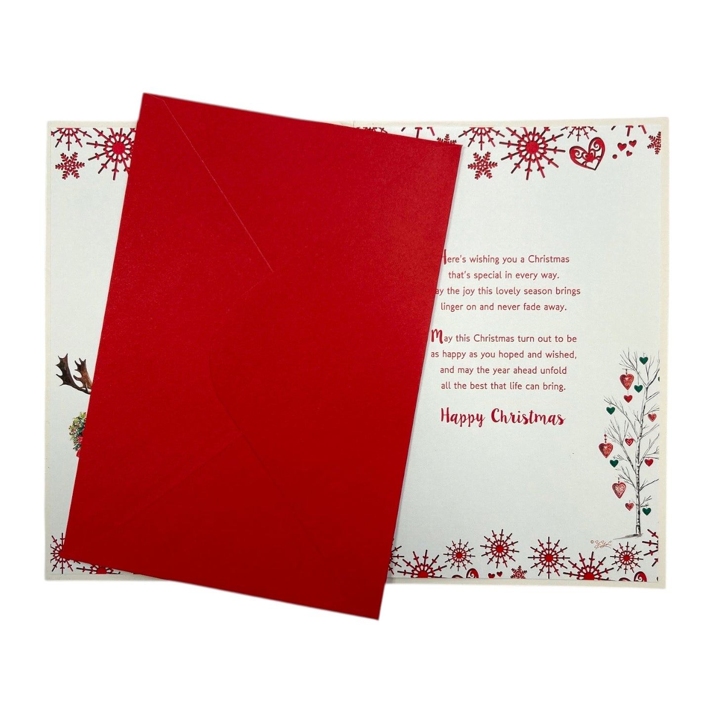 With Love to My Wife Lovely Reindeers Die Cut Heart Design Christmas Card