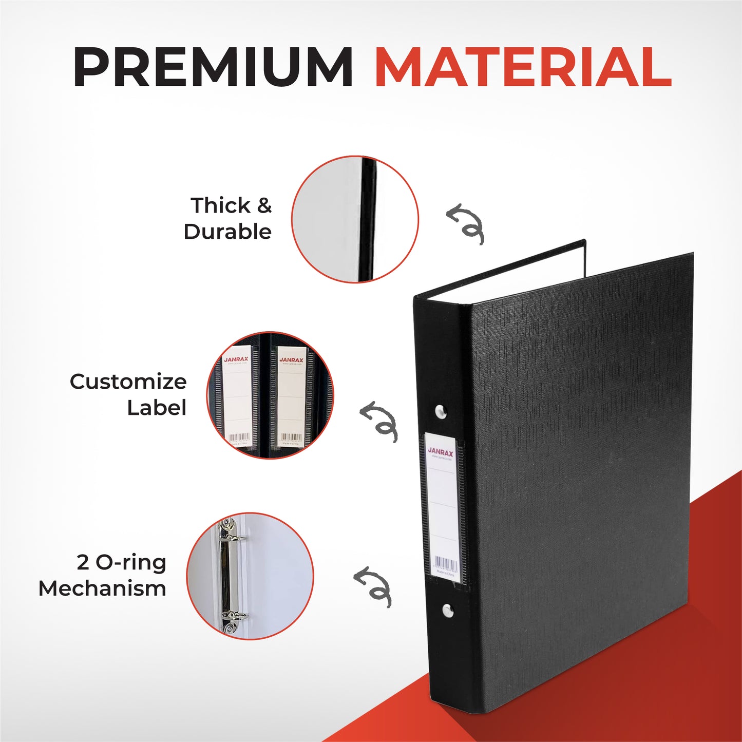 A5 Black Paper Over Board Ring Binder by Janrax