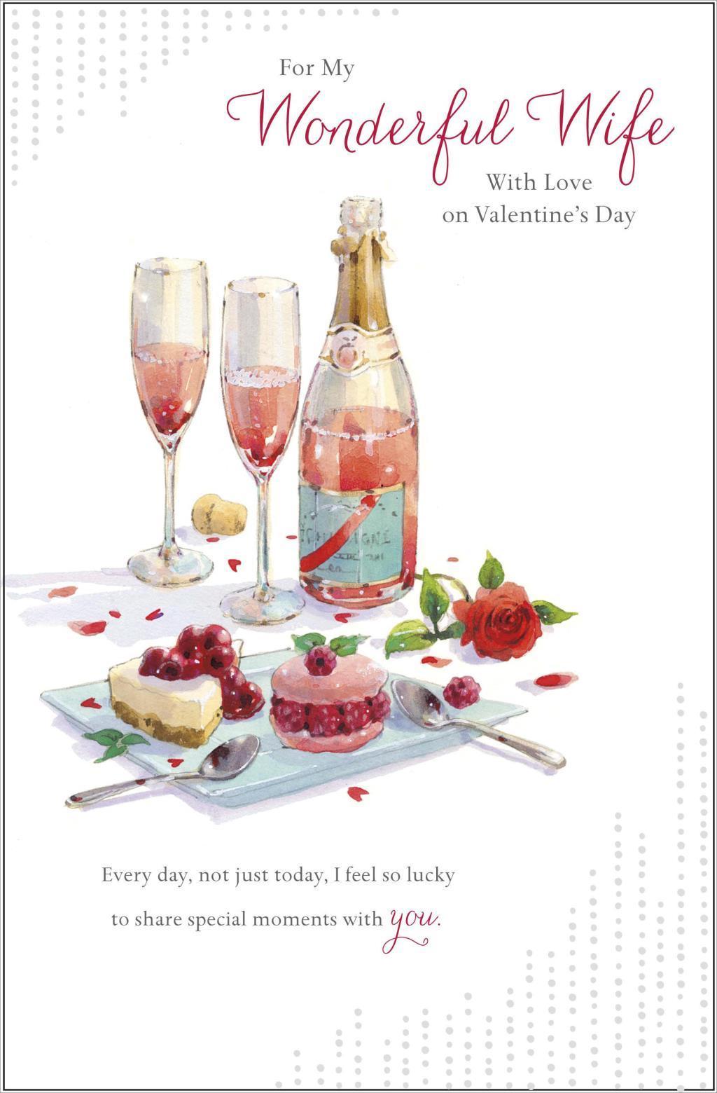 Wonderful Wife Champagne And Pastry Design Valentine's Day Card