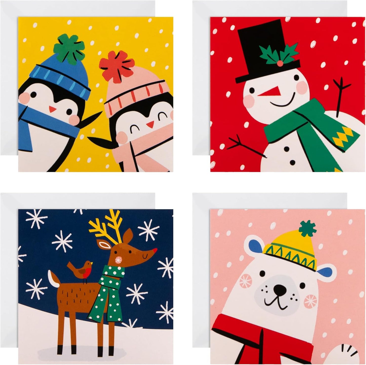 Festive Characters Pack of 20, 4 Designs Multipack Kids Charity Christmas Cards