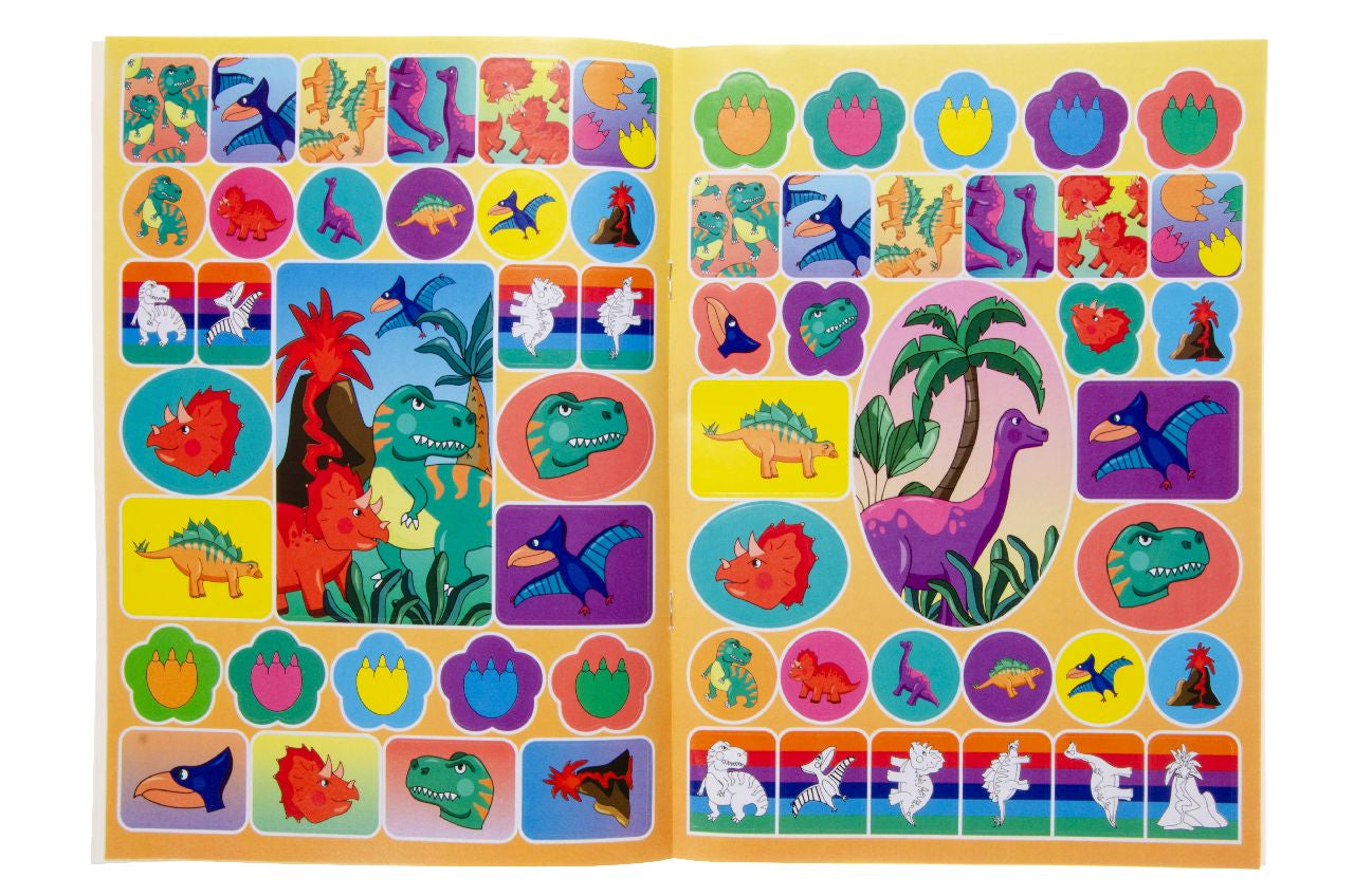 Pack of 12 A4 Dinosaur Coloring Books with Stickers Sheet