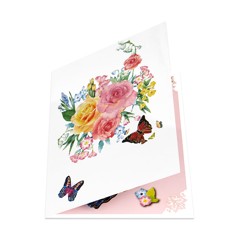 Wings of Joy Butterfly & Flower 3D Pop Up Greeting Card - Anniversary Mother's Valentine's Day