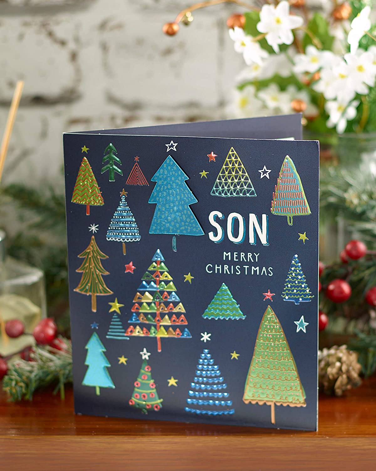 Son Christmas Card Festive Christmas Tree Design 