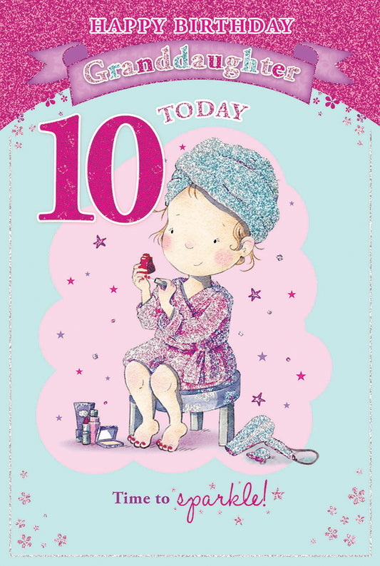 10th Today Girl & Red Nail Polish Granddaughter Candy Club Birthday Card