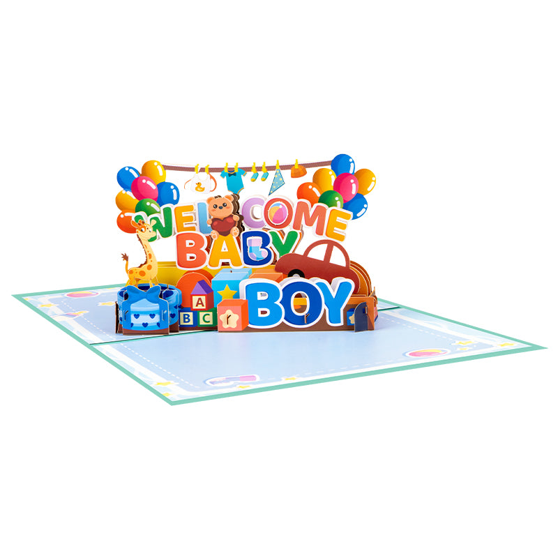 Bundle of Joy Welcome Baby Boy 3D Pop Up Greeting Card