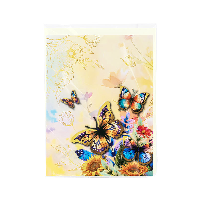Wings of Sunshine Floral Butterfly 3D Pop Up Greeting Card - Birthday Mother Anniversary Valentine's Day