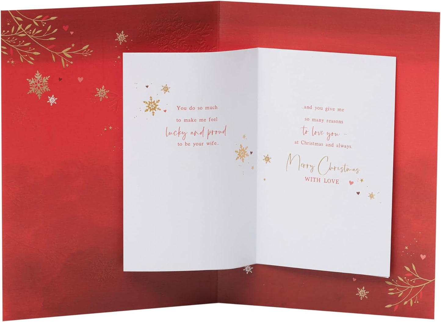 Husband Christmas Card Deep Red & Gold Design
