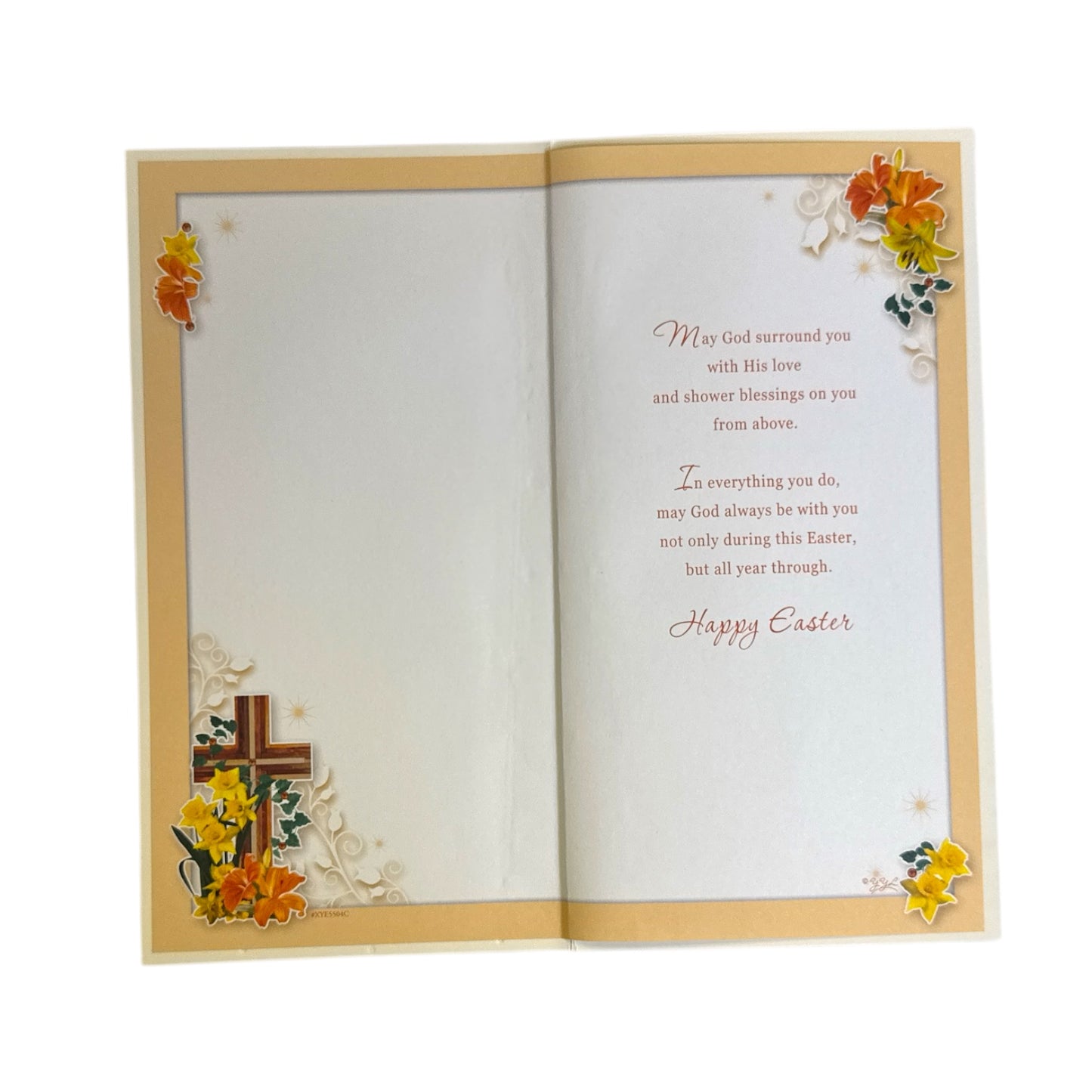 Floral Cross Religious Blessings Easter Card
