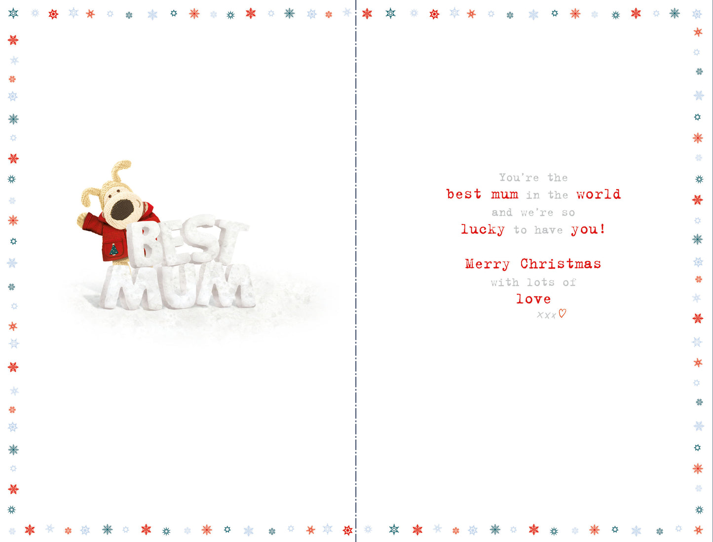Best Mum Christmas Card Boofle In The Snow