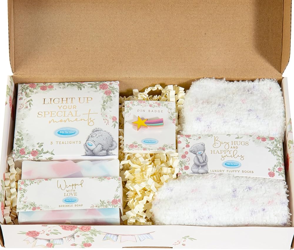 Me to You Letterbox Birthday Gift Set Includes Fluffy Socks, Sprinkle Soap, Sprinkles Tealights & Pin Badge Signature Collection