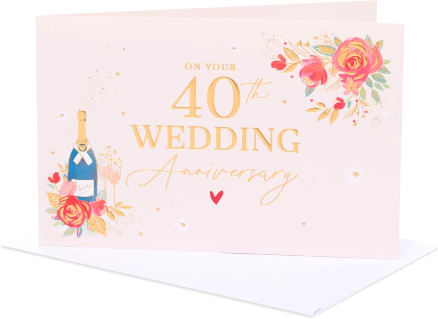 Gold Text Design 40th Wedding Anniversary Congratulations Card