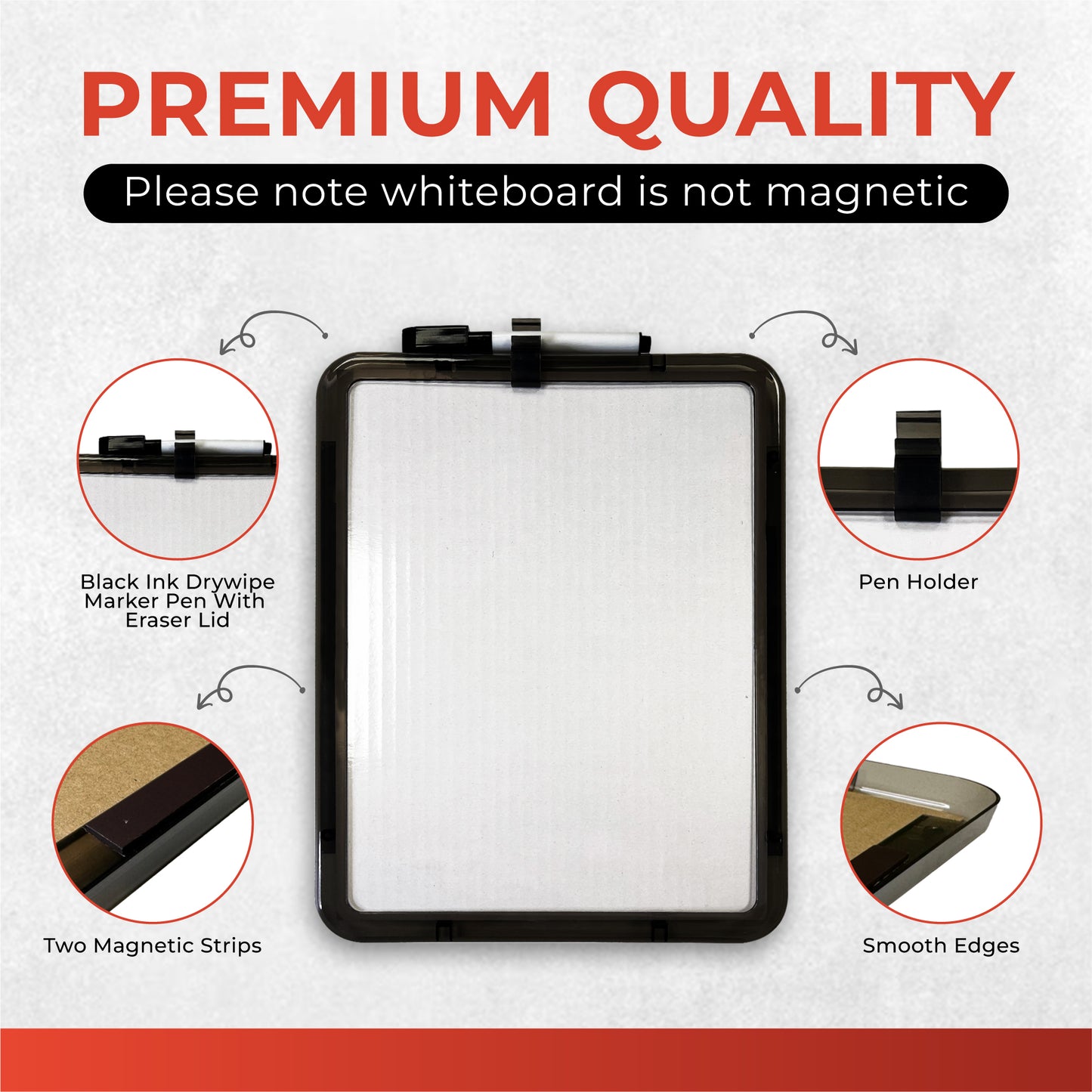 Pack of 24 A4 Magnetic Mounting Black Frame Whiteboards with Dry Wipe Eraser Pen