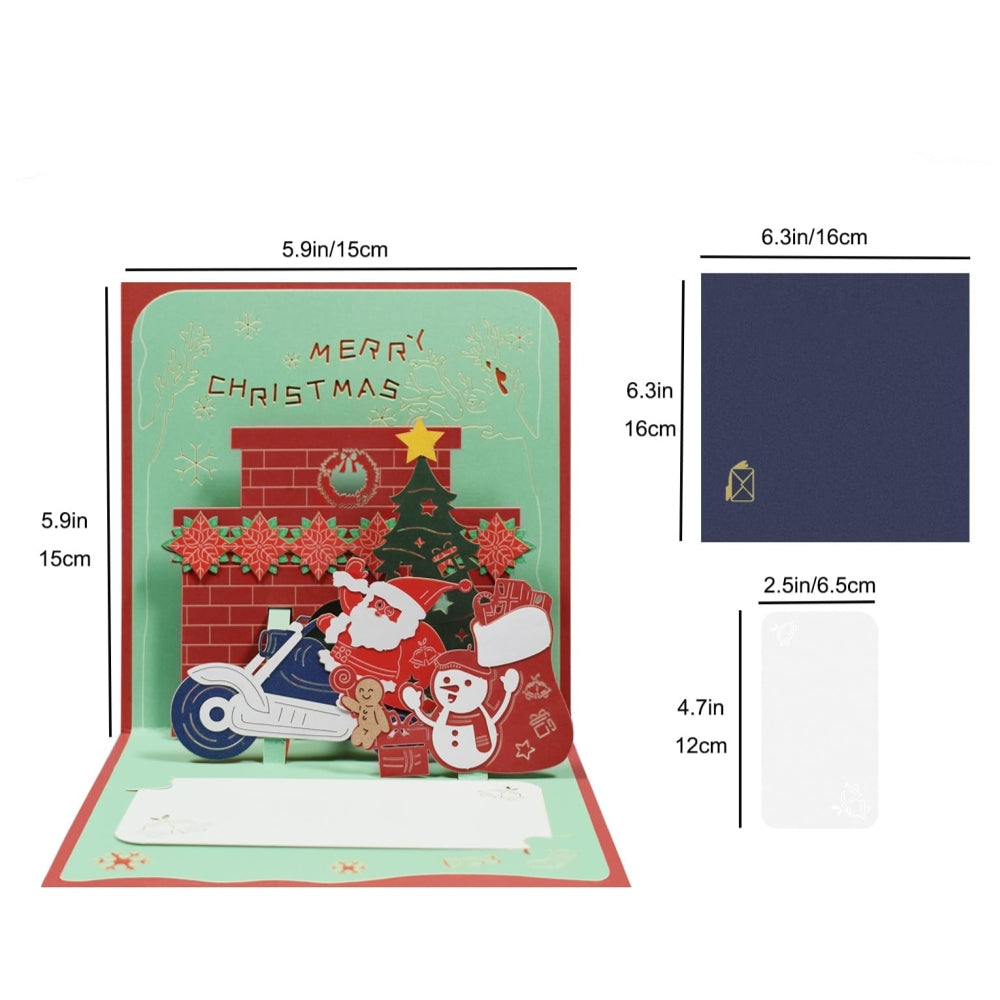 Santa on a Motorcycle Festive 3D Pop Up Christmas Card