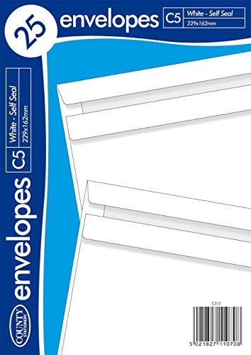 Pack of 25 C5 White Self Seal Envelopes