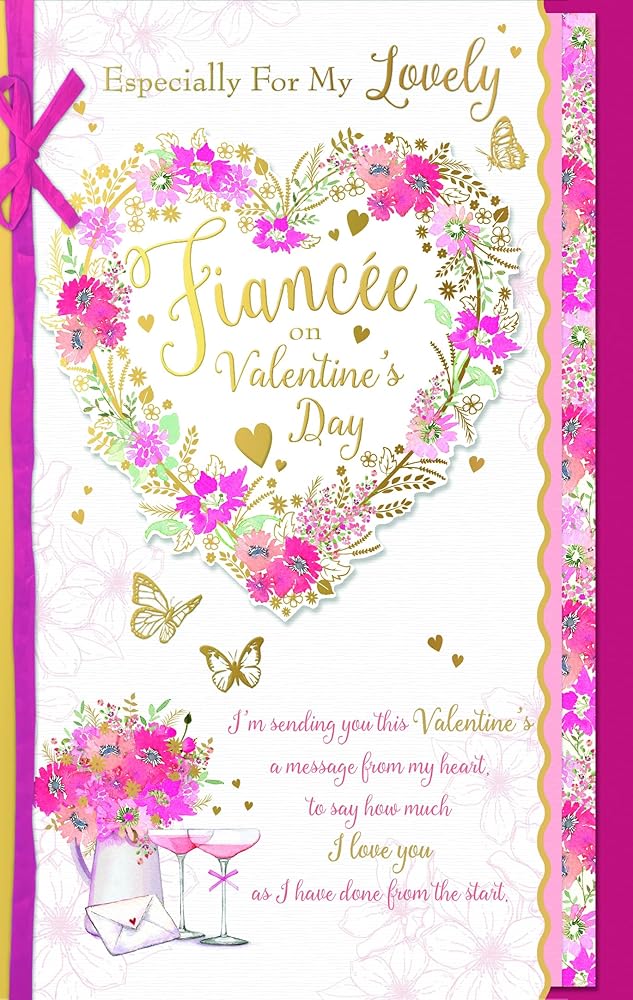 Floral Heart Lovely Fiancée Luxury Handmade 3D Effect Valentine's Day Card