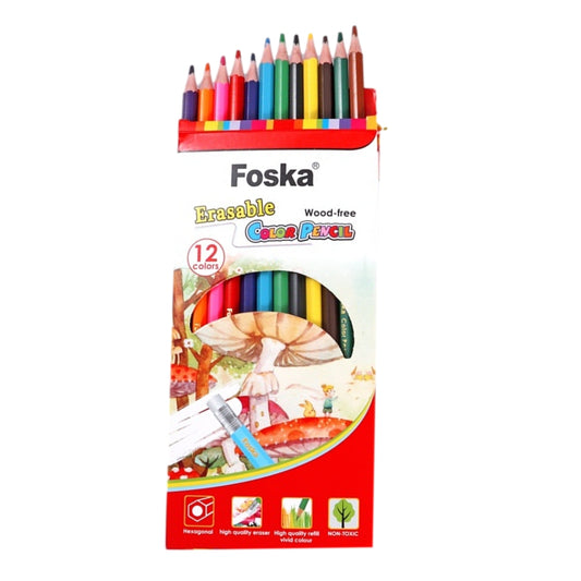 Pack of 12 7" Drawing Erasable Colouring Pencils Set