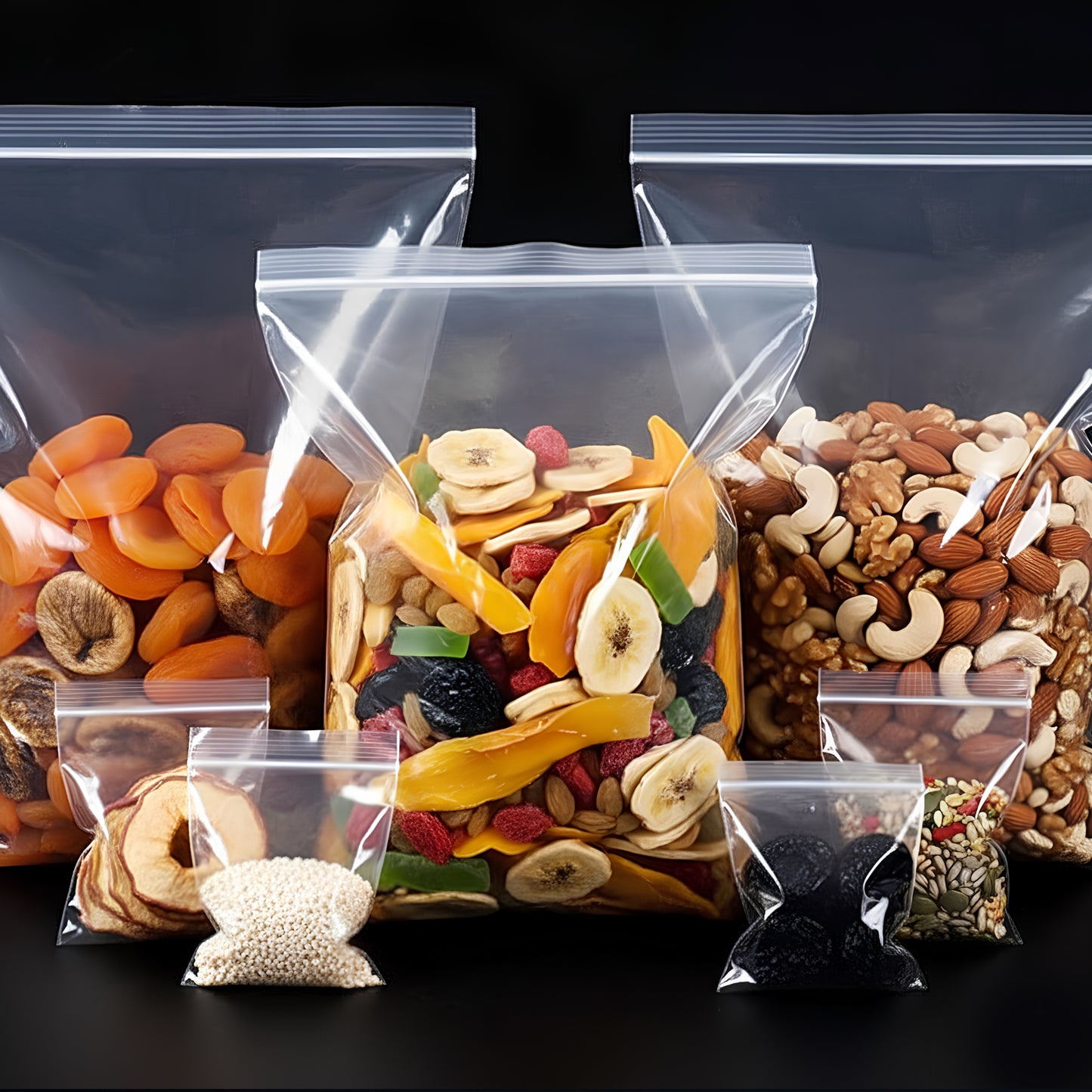 Pack of 200 Clear Grip-Sealing Zip Bags 4x6cm 0.08mm PE Food-Grade Poly Bags