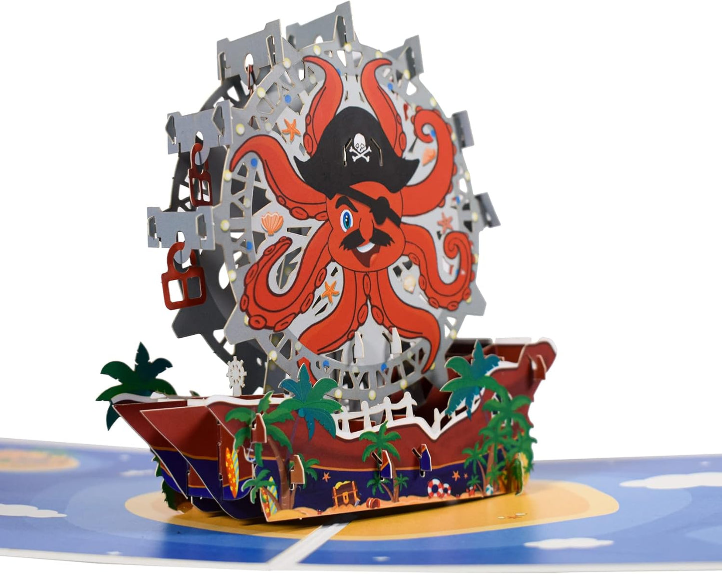 Pirate Octopus Ferris Wheel 3D Pop Up Greeting Card