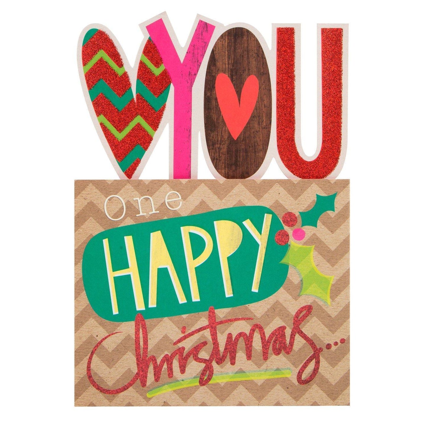  'I Love You' Die Cut Christmas Card