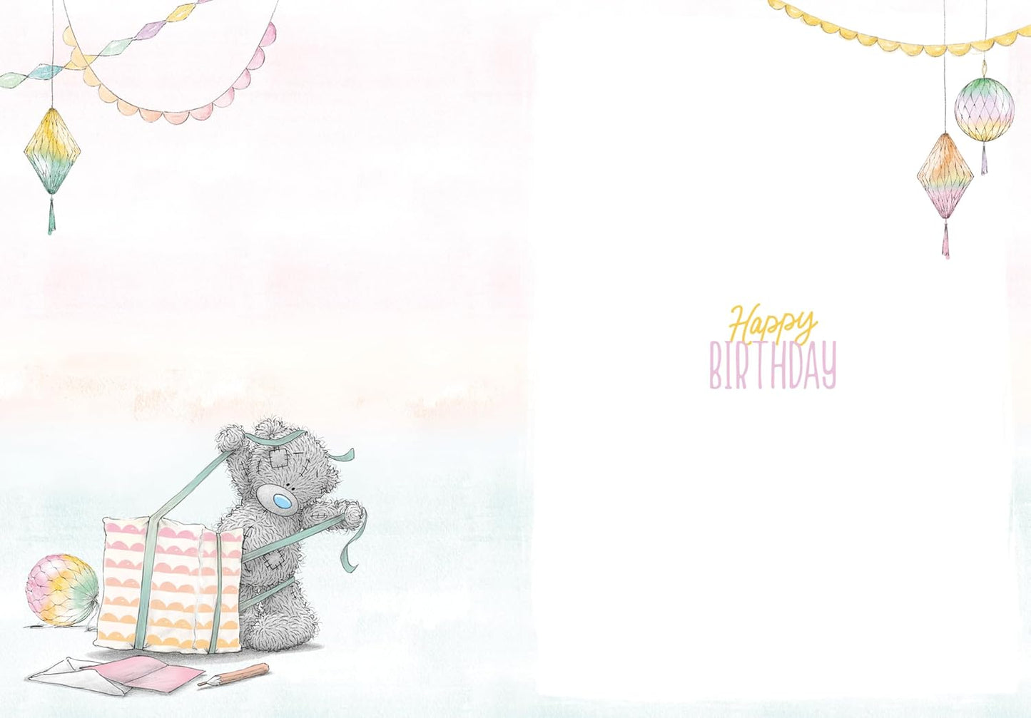 Bear Tugging Present 40th Birthday Card