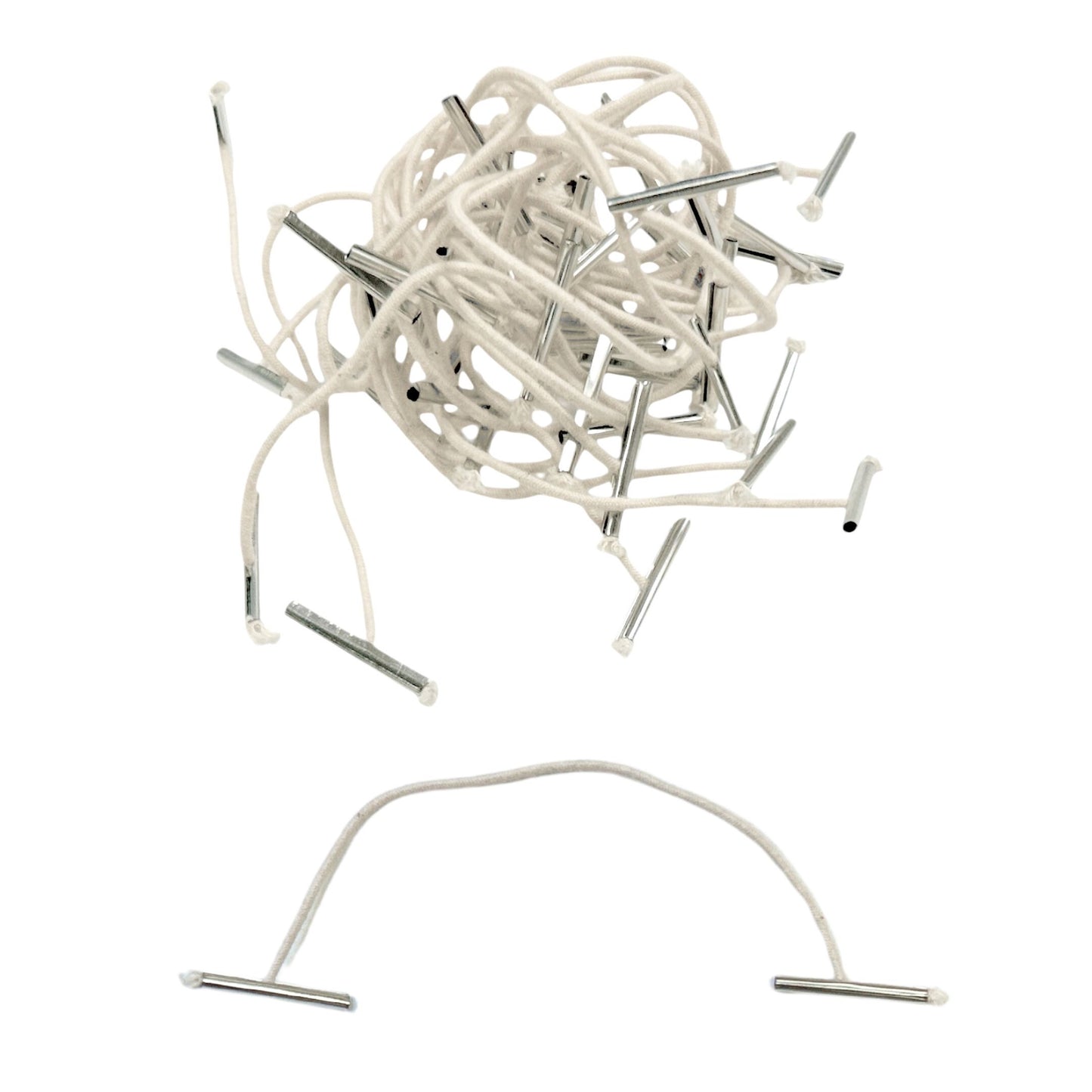 Pack of 100 Elastic White 102mm Metal End Treasury Tags