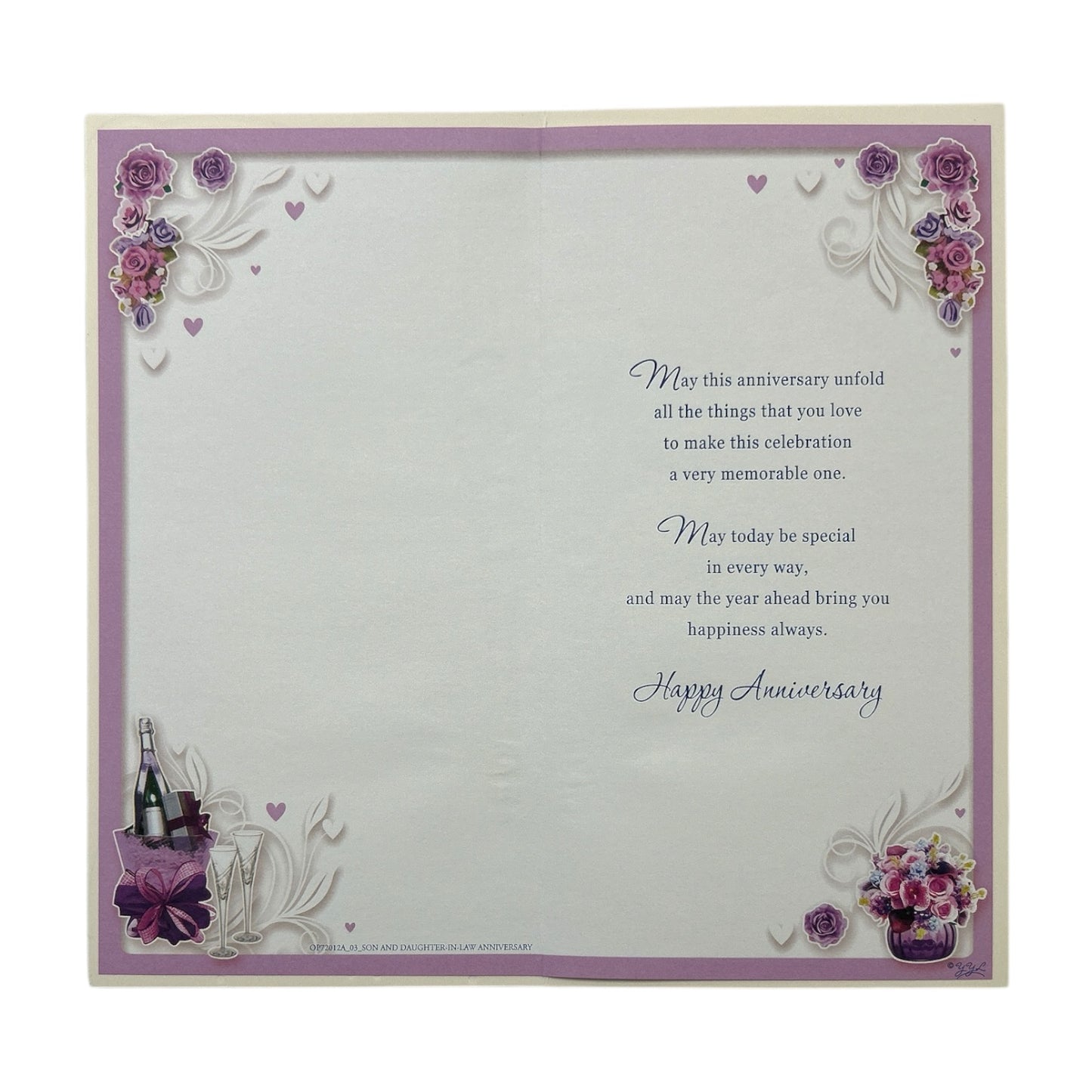 Son & Daughter-in-Law Purple Floral Design Opacity Anniversary Card
