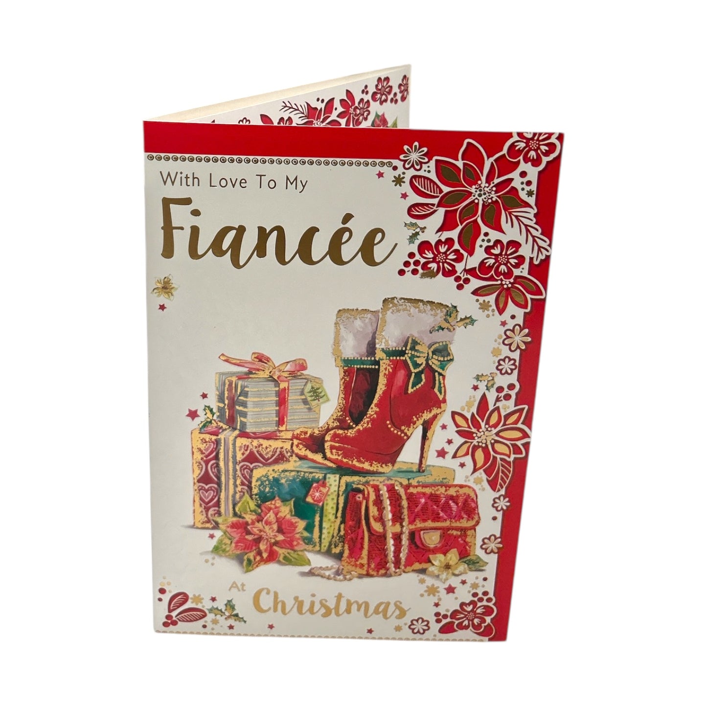 With Love to My Fiancee Shoes and Purse Design Christmas Card
