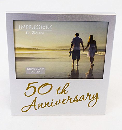 Golden 50th Wedding Anniversary Gift Photo Frame - 5"x3.5"