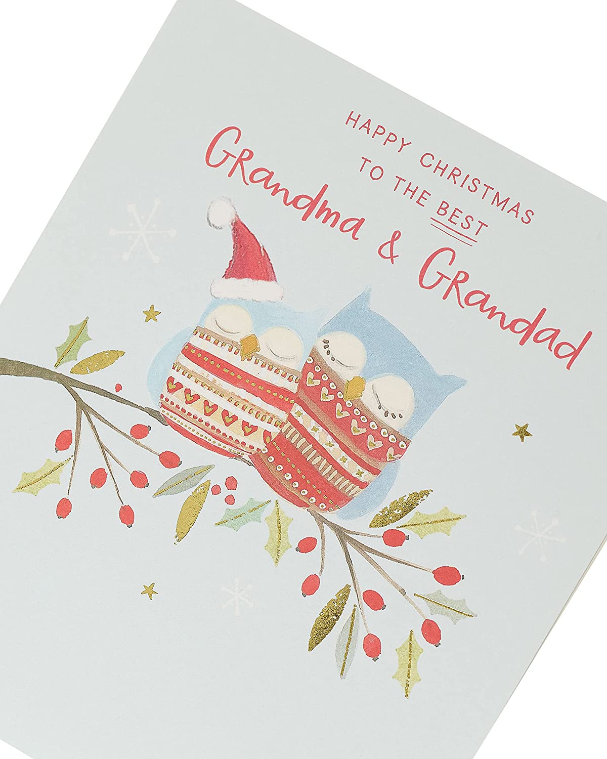Grandma and Grandad Christmas Card Owls Design 