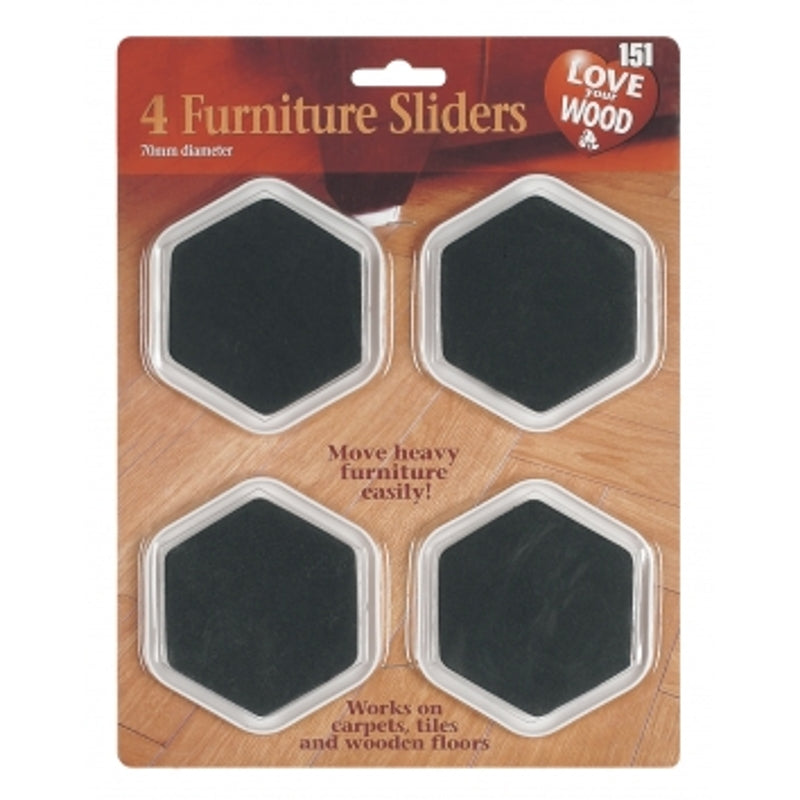 4 Furniture Sliders - 70mm Diameter