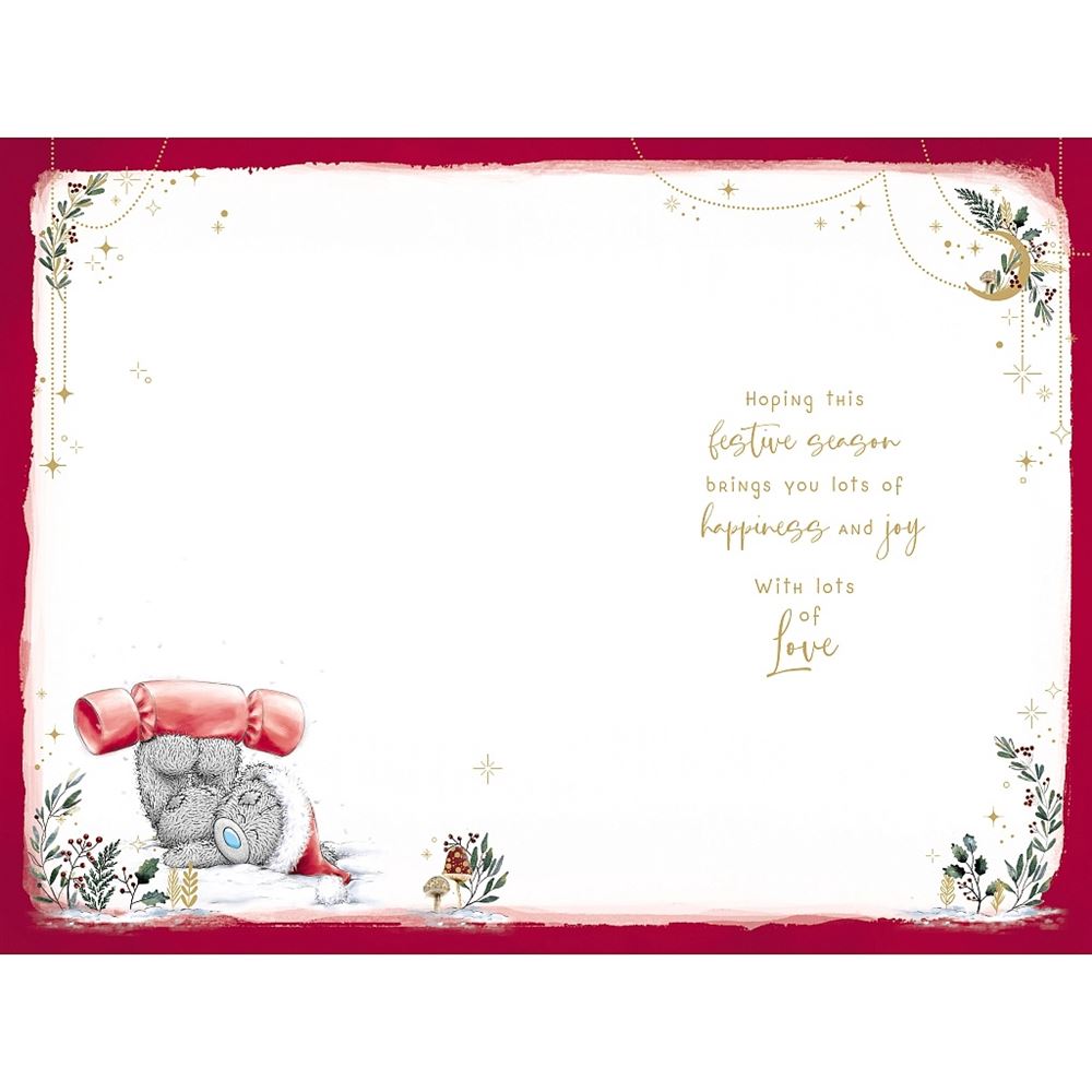 Bear With Christmas Cracker Daughter Christmas Card
