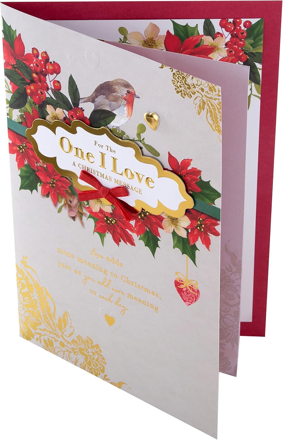 Traditional Robin and Foliage Design for One I Love Boxed Christmas Card