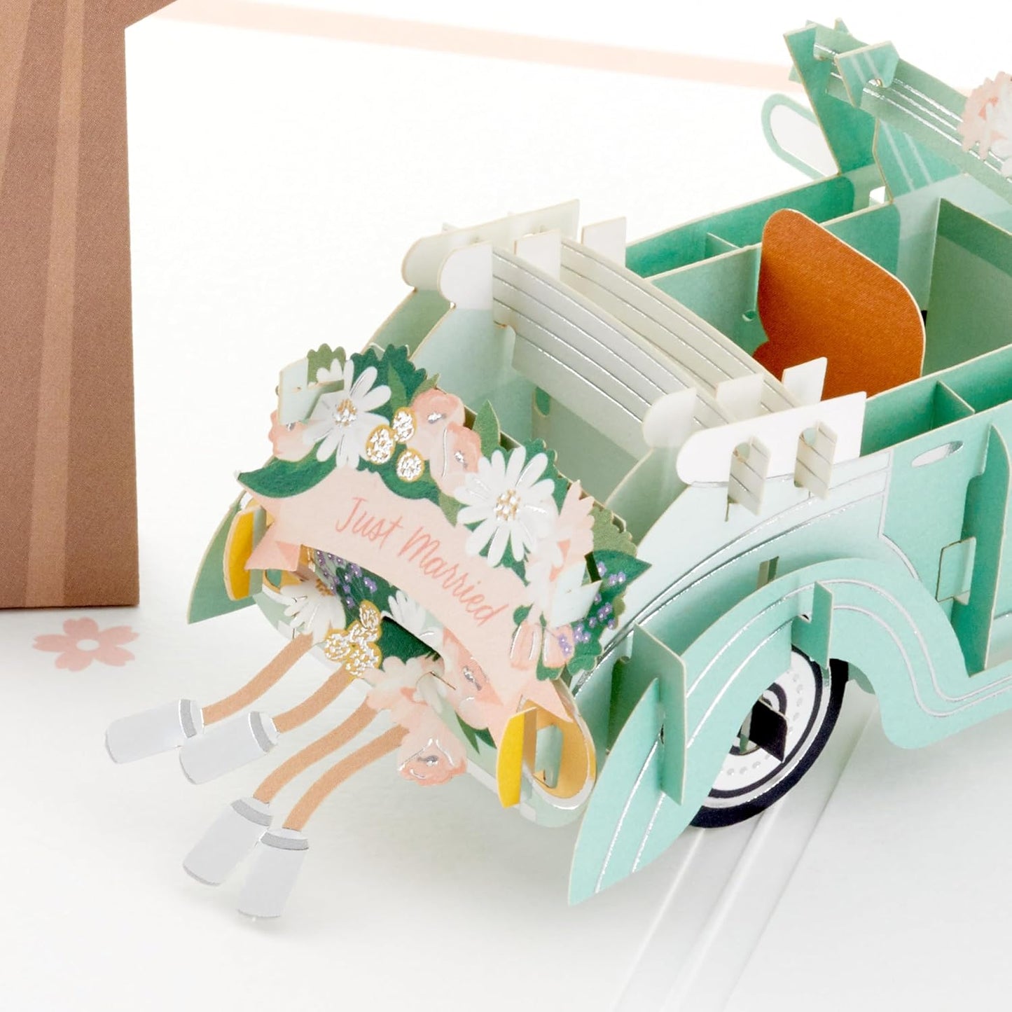 3D & Pop Up Classic Car Wedding Day Just Married Congratulations Card