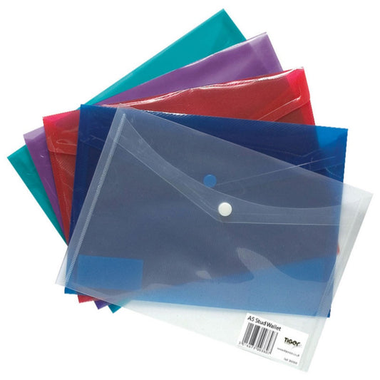 Pack of 5 A5 Stud Wallets-Assorted Tints