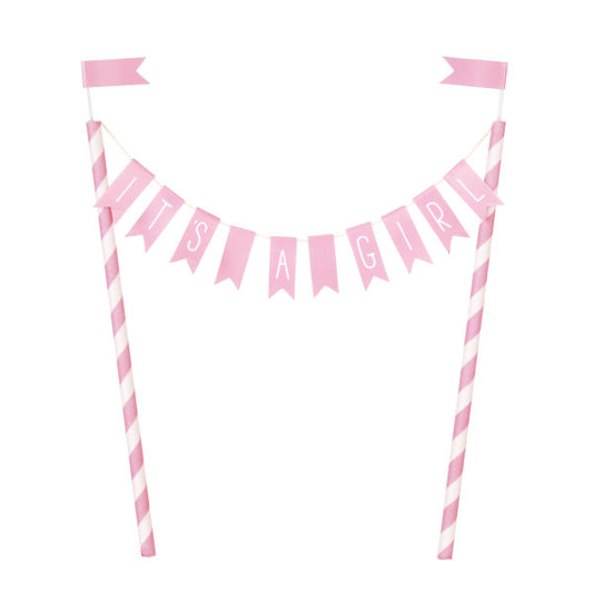 "It's a Girl" Baby Shower Bunting Cake Topper