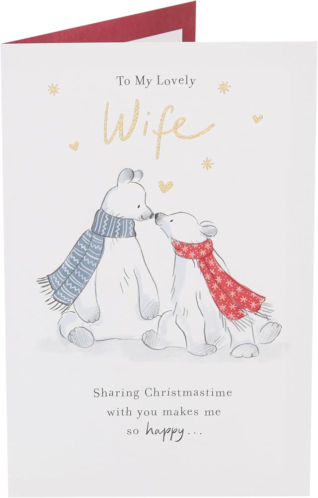 Polar Bears Kissing Wife Christmas Card
