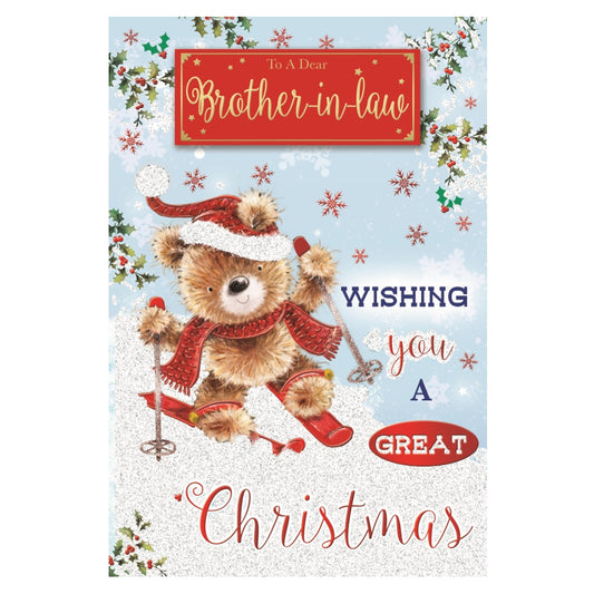 To a Dear Brother In Law Teddy Doing Ice Skating Design Christmas Card