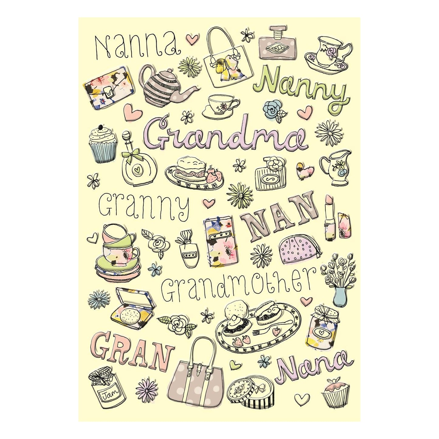 Birthday Card for Grandma (Nanna, Nanny, Granny, Nan, Gran, Nana, Grandmother Embossed Multi-Name