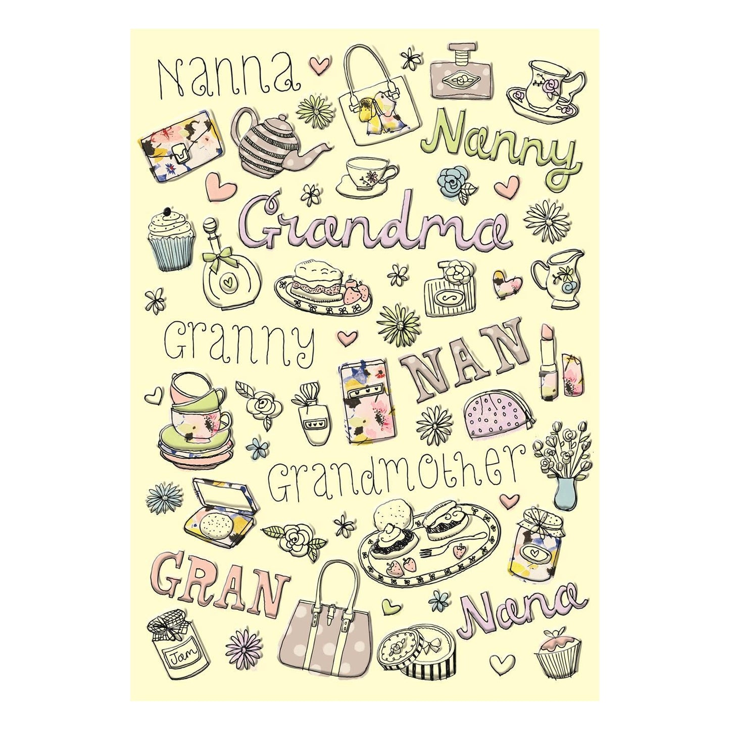 Birthday Card for Grandma (Nanna, Nanny, Granny, Nan, Gran, Nana, Grandmother Embossed Multi-Name                 