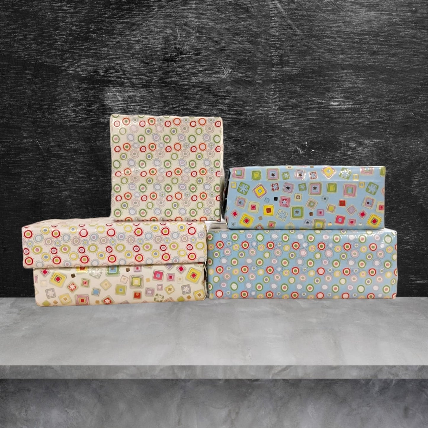 10 Sheets of Luxury Shapes Design Gift Wrap and Tags - New Born Baby, Birthday, Christening, Christmas etc