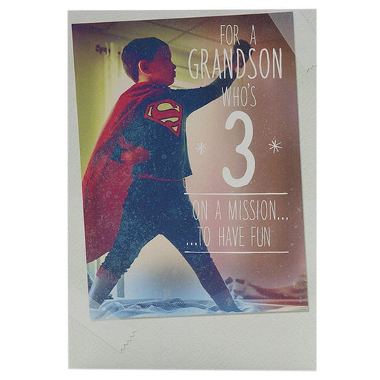 Warner Bros 3rd Birthday Card For Grandson 'Superman'